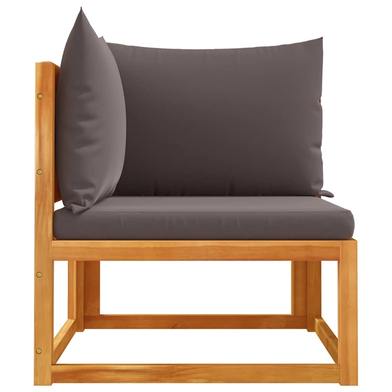 vidaXL Acacia Wood And Rope Garden Corner Sofa With Cushions in Gray