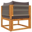 vidaXL Acacia Wood And Rope Garden Corner Sofa With Cushions in Gray
