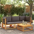 vidaXL Acacia Wood And Rope Garden Corner Sofa With Cushions in Gray