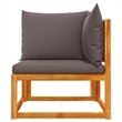 vidaXL Acacia Wood And Rope Garden Corner Sofa With Cushions in Gray