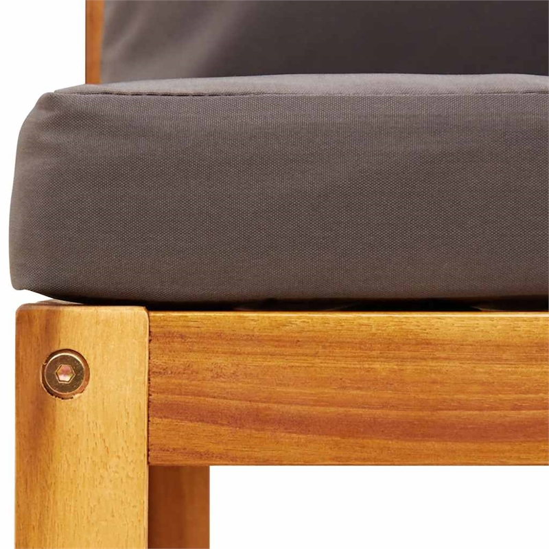 vidaXL Acacia Wood And Rope Garden Corner Sofa With Cushions in Gray