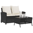 vidaXL Medium PE Rattan Garden Sofa With Removable Covers in Black And Cream