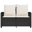 vidaXL Medium PE Rattan Garden Sofa With Removable Covers in Black And Cream