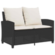 vidaXL Medium PE Rattan Garden Sofa With Removable Covers in Black And Cream