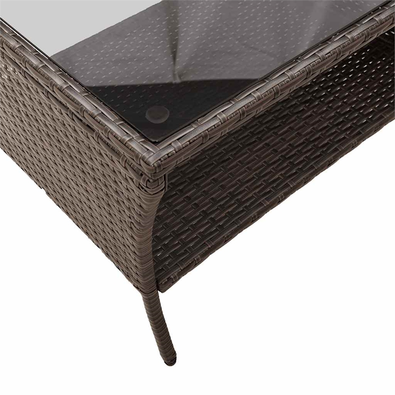 vidaXL 2-Seater Patio Sofa With Cushions in Red And Table in Brown Poly Rattan