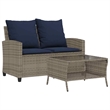 vidaXL PE Rattan And Powder-Coated Steel And Tempered Glass Garden Sofa in Grey