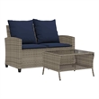 vidaXL PE Rattan And Powder-Coated Steel And Tempered Glass Garden Sofa in Grey