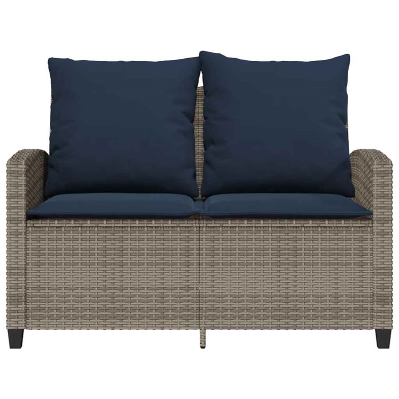 vidaXL PE Rattan And Powder-Coated Steel And Tempered Glass Garden Sofa in Grey