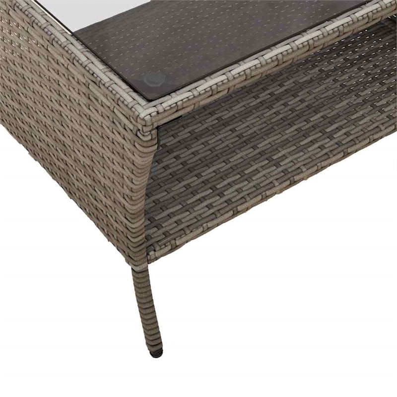 vidaXL PE Rattan And Powder-Coated Steel And Tempered Glass Garden Sofa in Grey