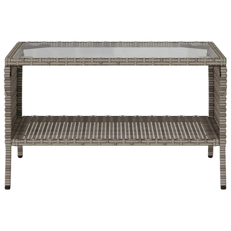 vidaXL PE Rattan And Powder-Coated Steel And Tempered Glass Garden Sofa in Grey