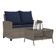 vidaXL PE Rattan And Powder-Coated Steel And Tempered Glass Garden Sofa in Grey