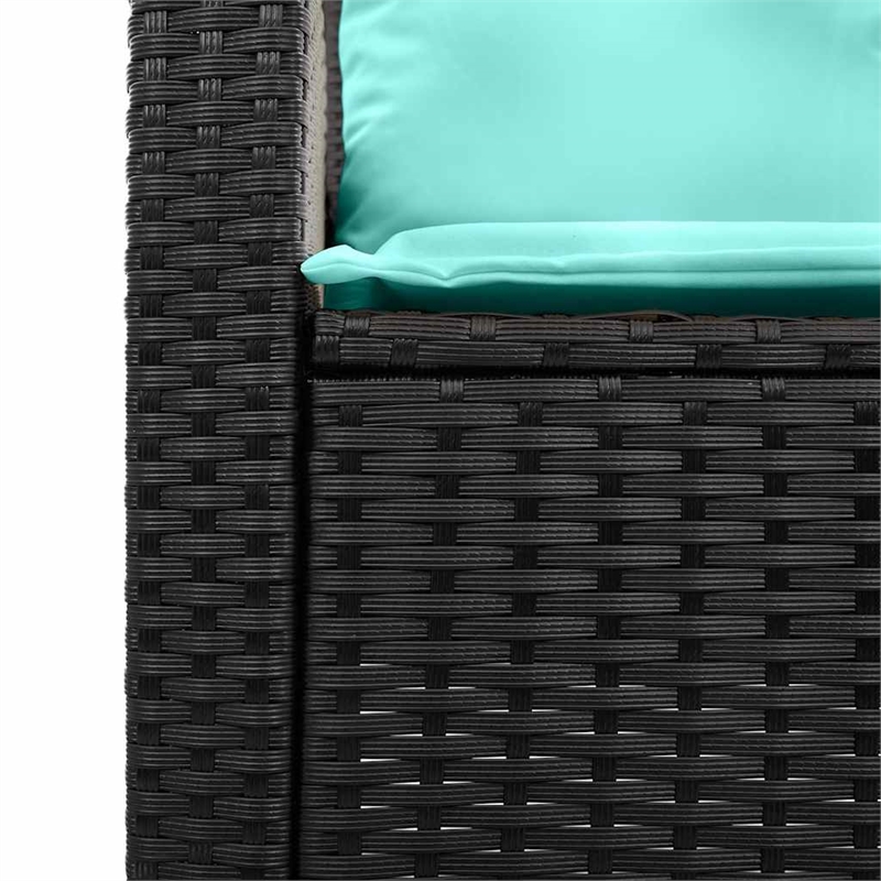 vidaXL 2-Seater Patio Tanle and Sofa w/ Cushions in Turquoise/Black Poly Rattan
