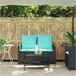 vidaXL 2-Seater Patio Tanle and Sofa w/ Cushions in Turquoise/Black Poly Rattan