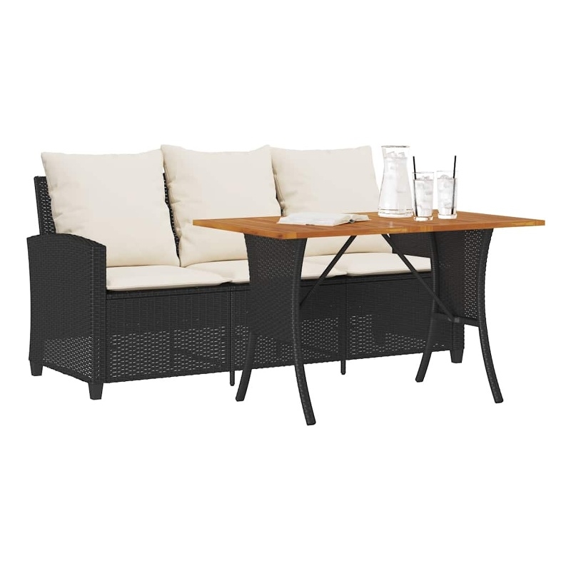 vidaXL Garden Sofa in Black And Cream