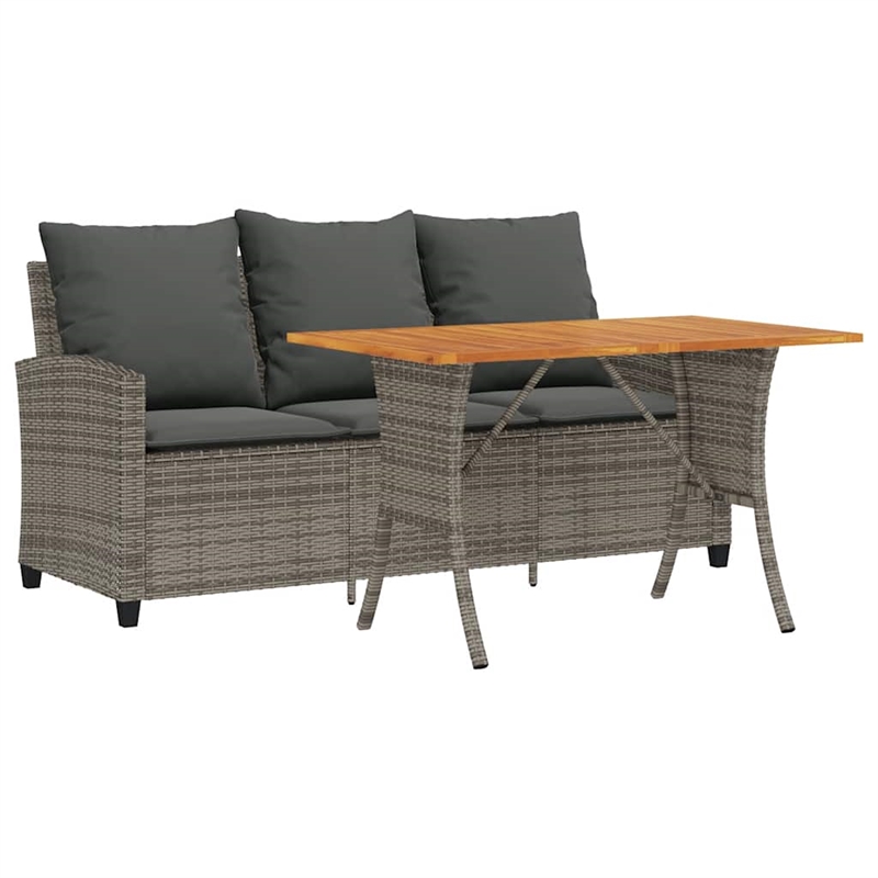 vidaXL 3-Seater PE Rattan Garden Sofa With Adjustable Feet in Grey