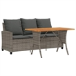 vidaXL 3-Seater PE Rattan Garden Sofa With Adjustable Feet in Grey