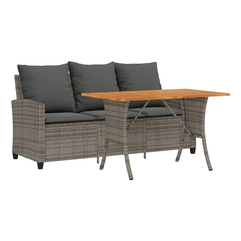 vidaXL 3-Seater PE Rattan Garden Sofa With Adjustable Feet in Grey