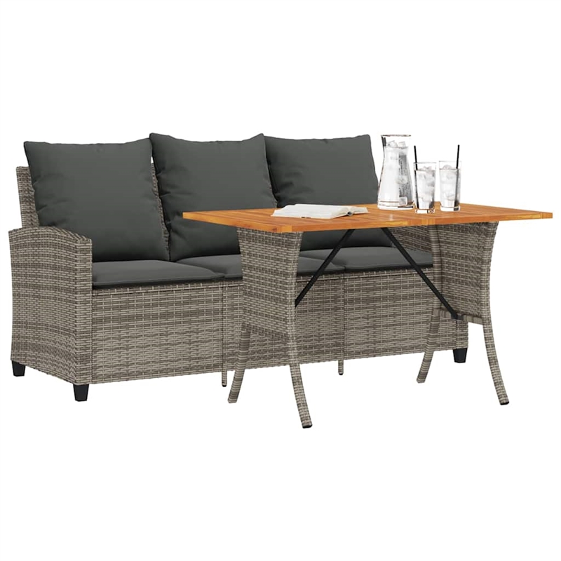 vidaXL 3-Seater PE Rattan Garden Sofa With Adjustable Feet in Grey