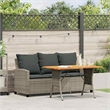 vidaXL 3-Seater PE Rattan Garden Sofa With Adjustable Feet in Grey
