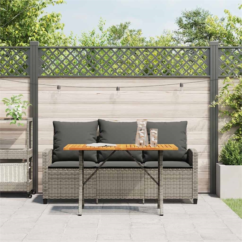 vidaXL 3-Seater PE Rattan Garden Sofa With Adjustable Feet in Grey