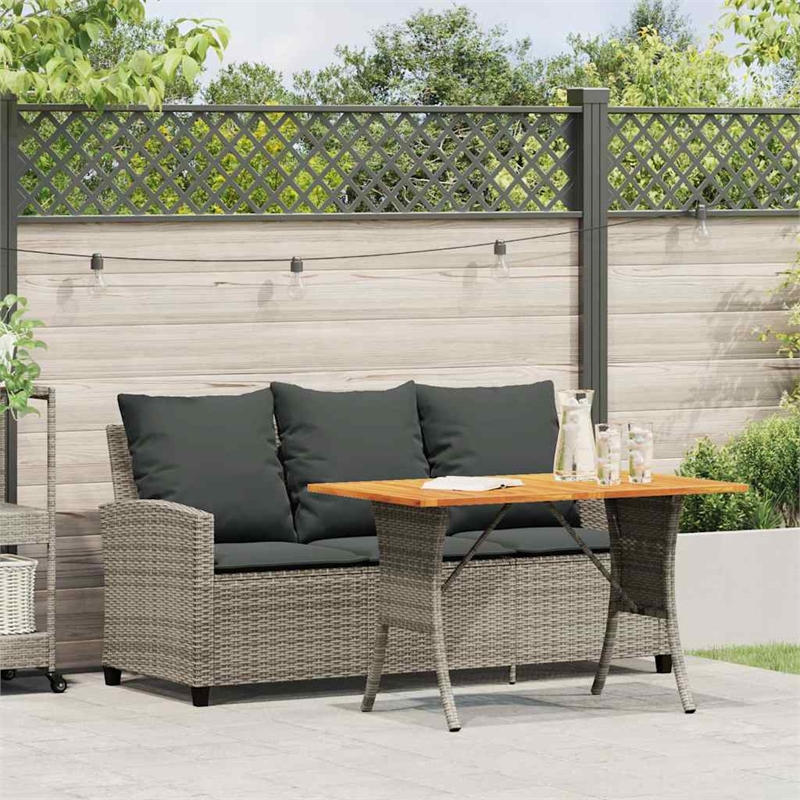 vidaXL 3-Seater PE Rattan Garden Sofa With Adjustable Feet in Grey