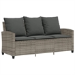 vidaXL 3-Seater PE Rattan Garden Sofa With Adjustable Feet in Grey