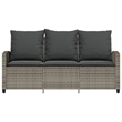 vidaXL 3-Seater PE Rattan Garden Sofa With Adjustable Feet in Grey