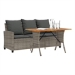 vidaXL 3-Seater PE Rattan Garden Sofa With Adjustable Feet in Grey