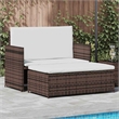 vidaXL 2-Seater Modular PE Rattan Outdoor Furniture Set in Brown