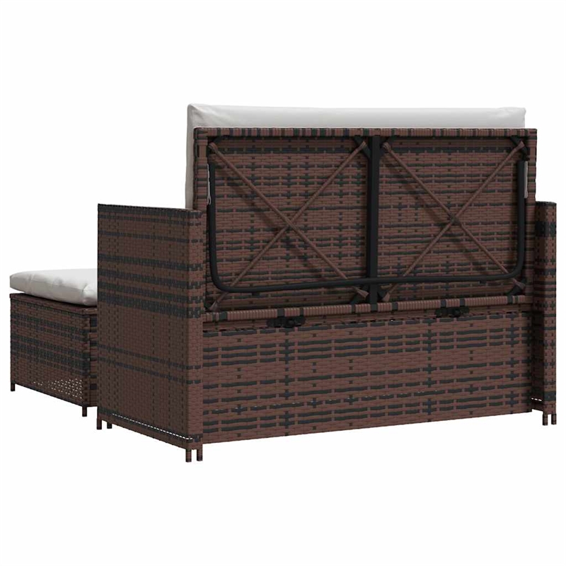 vidaXL 2-Seater Modular PE Rattan Outdoor Furniture Set in Brown