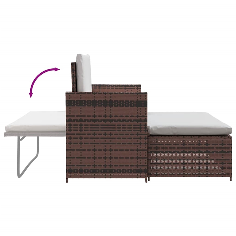 vidaXL 2-Seater Modular PE Rattan Outdoor Furniture Set in Brown
