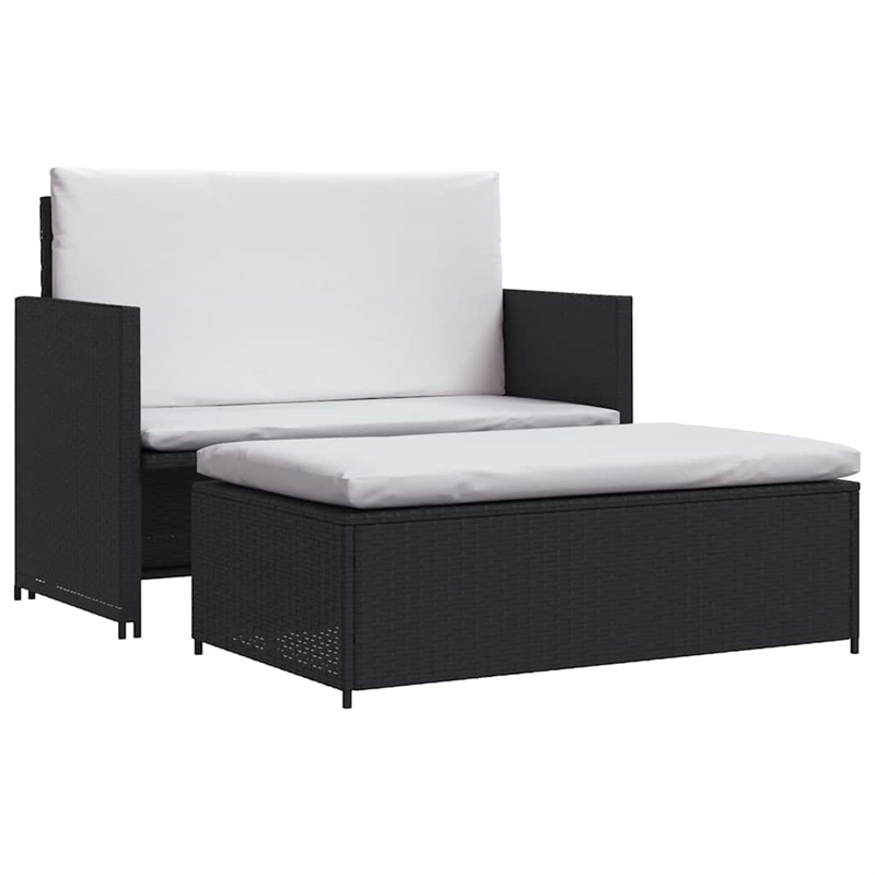 vidaXL Medium Powder-Coated Steel Outdoor Furniture Set in Black