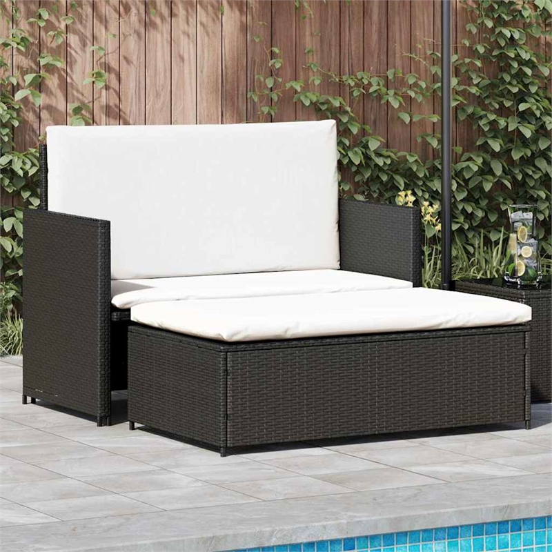 vidaXL Medium Powder-Coated Steel Outdoor Furniture Set in Black