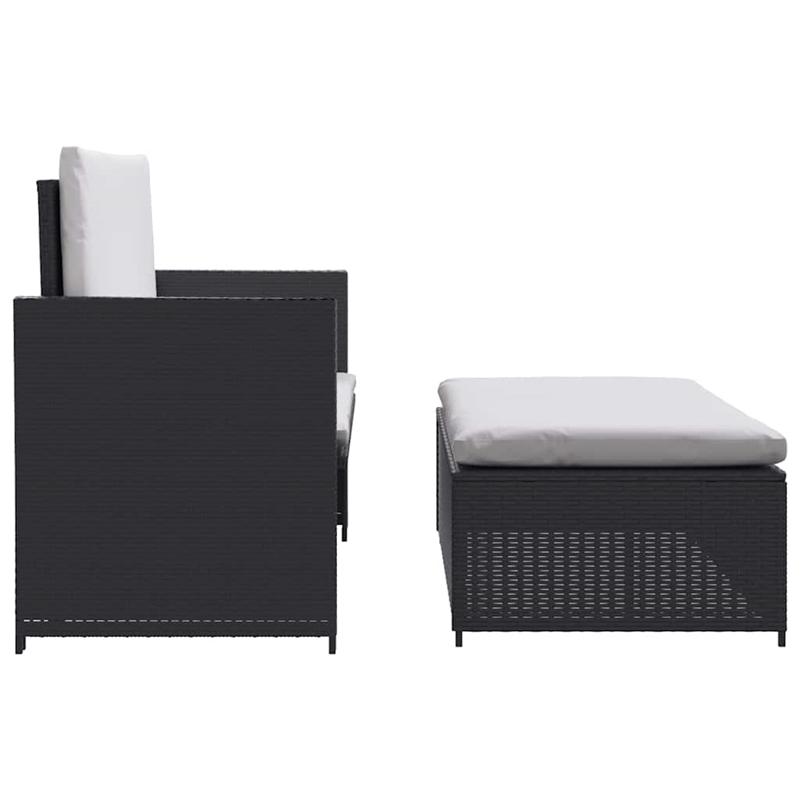 vidaXL Medium Powder-Coated Steel Outdoor Furniture Set in Black