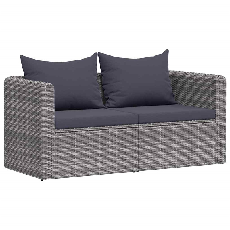 vidaXL Set of 2 PE Rattan Garden Sofa Set With Detachable Design in Grey