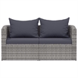vidaXL Set of 2 PE Rattan Garden Sofa Set With Detachable Design in Grey