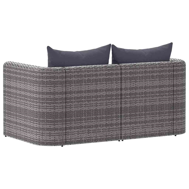 vidaXL Set of 2 PE Rattan Garden Sofa Set With Detachable Design in Grey