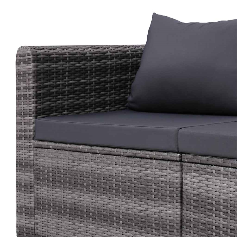 vidaXL Set of 2 PE Rattan Garden Sofa Set With Detachable Design in Grey
