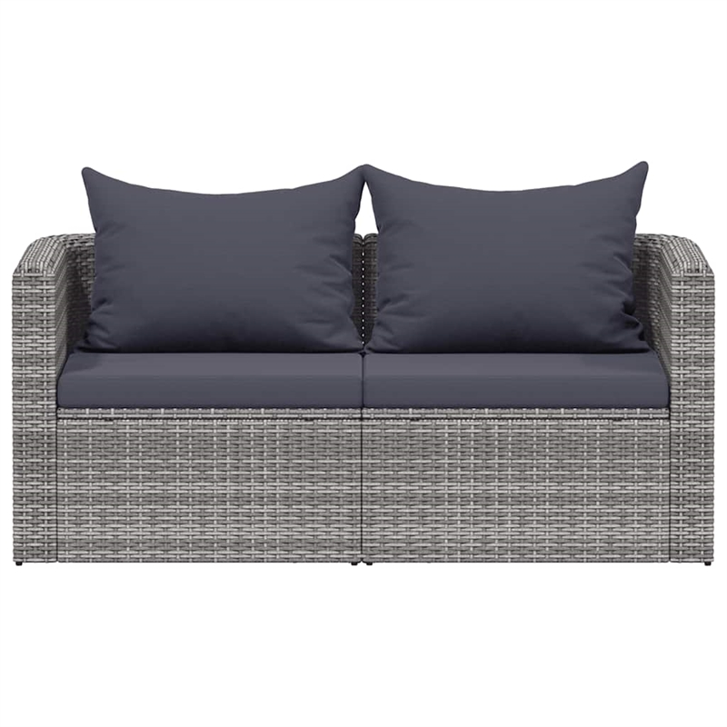 vidaXL Set of 2 PE Rattan Garden Sofa Set With Detachable Design in Grey