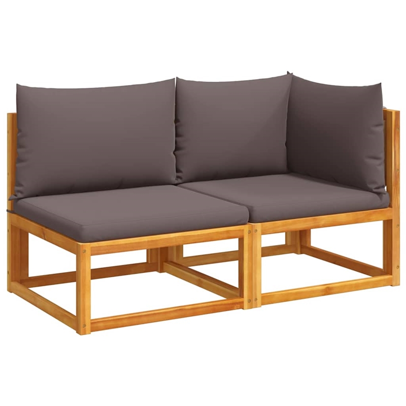vidaXL 2-Seater Acacia Wood And Rope Garden Sofa With Cushions in Gray
