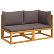 vidaXL 2-Seater Acacia Wood And Rope Garden Sofa With Cushions in Gray