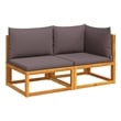 vidaXL 2-Seater Acacia Wood And Rope Garden Sofa With Cushions in Gray