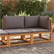 vidaXL 2-Seater Acacia Wood And Rope Garden Sofa With Cushions in Gray