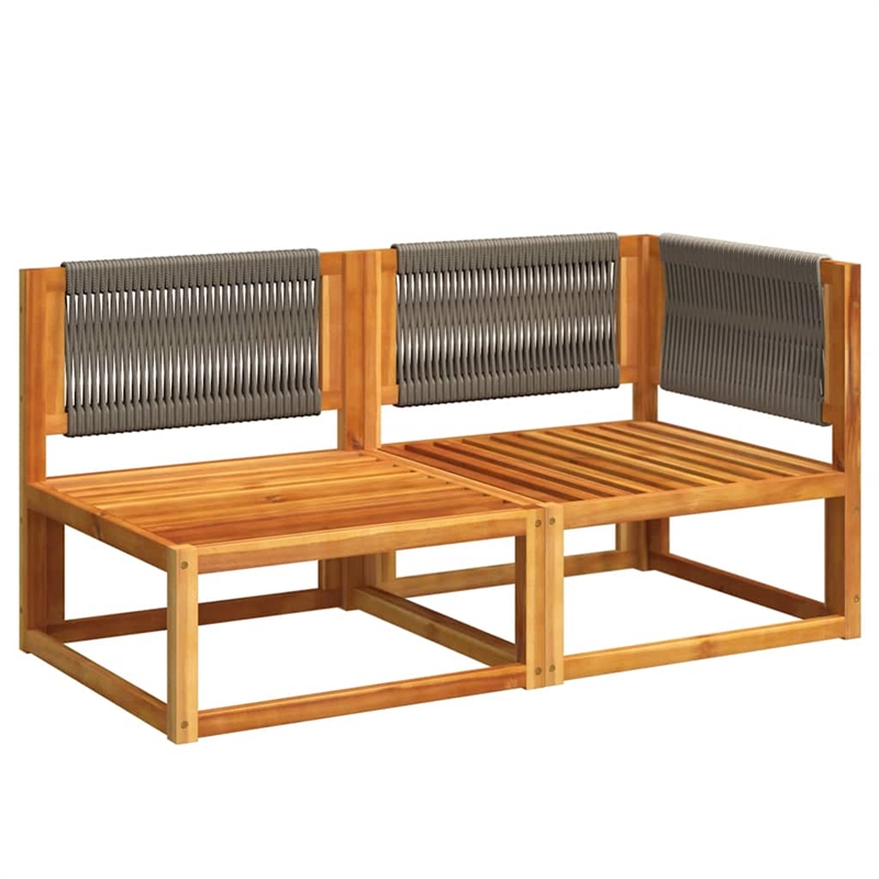 vidaXL 2-Seater Acacia Wood And Rope Garden Sofa With Cushions in Gray