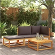 vidaXL 2-Seater Acacia Wood And Rope Garden Sofa With Cushions in Gray