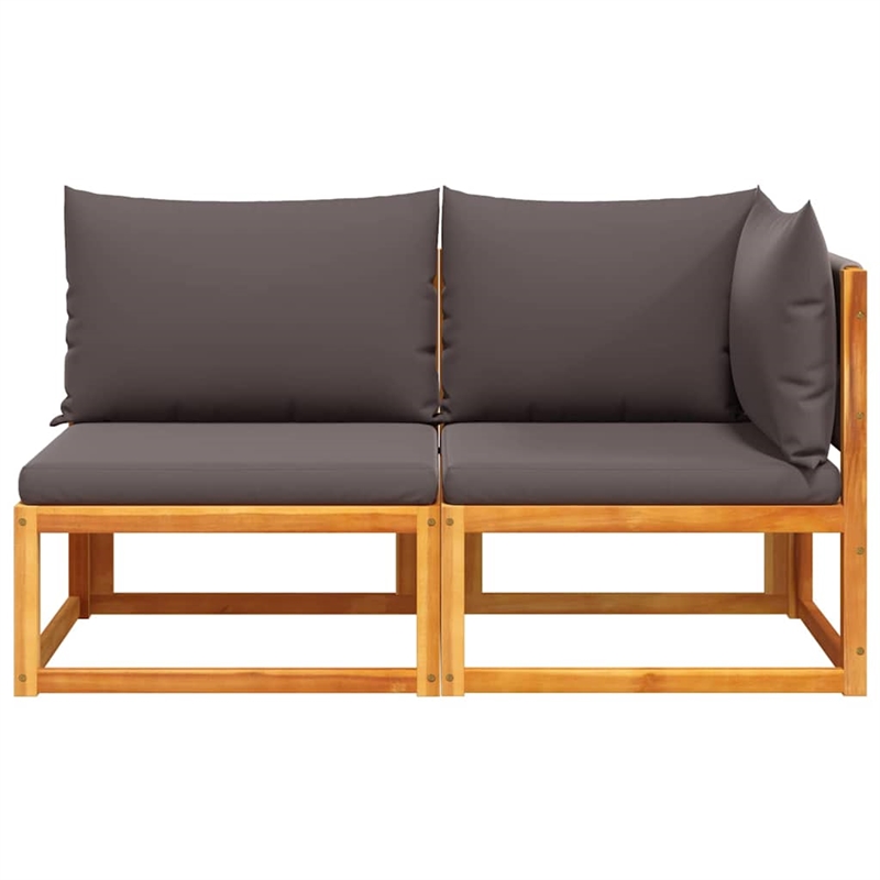 vidaXL 2-Seater Acacia Wood And Rope Garden Sofa With Cushions in Gray