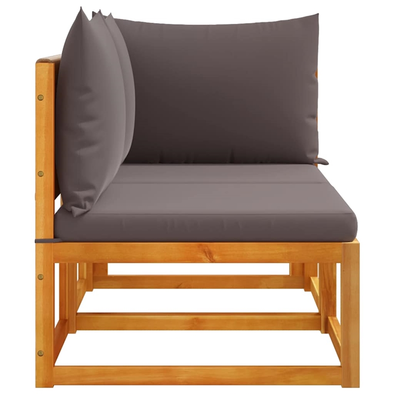 vidaXL 2-Seater Acacia Wood And Rope Garden Sofa With Cushions in Gray