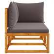 vidaXL 2-Seater Acacia Wood And Rope Garden Sofa With Cushions in Gray