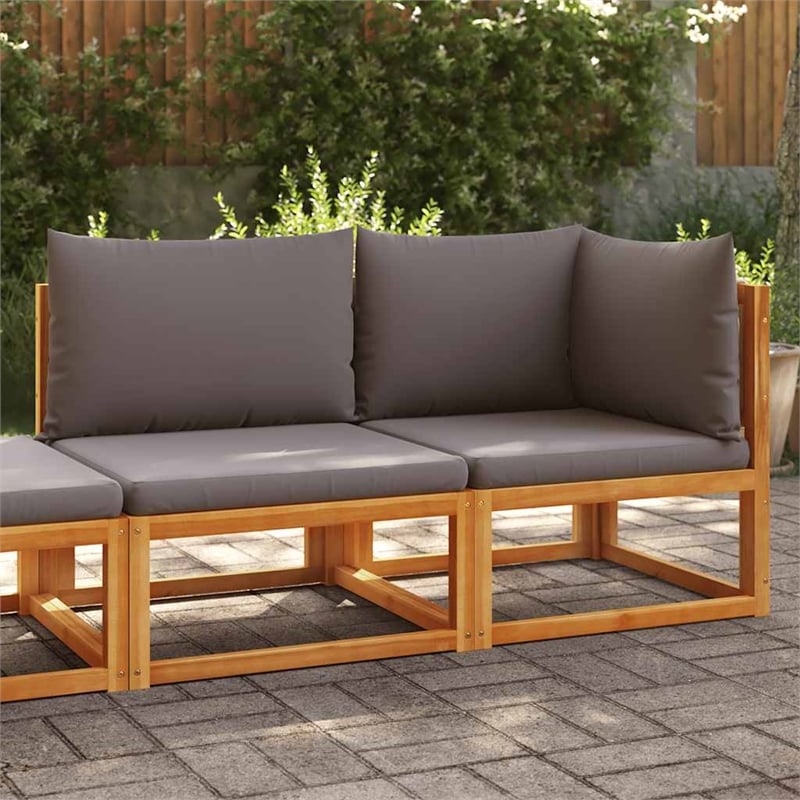 vidaXL 2-Seater Acacia Wood And Rope Garden Sofa With Cushions in Gray