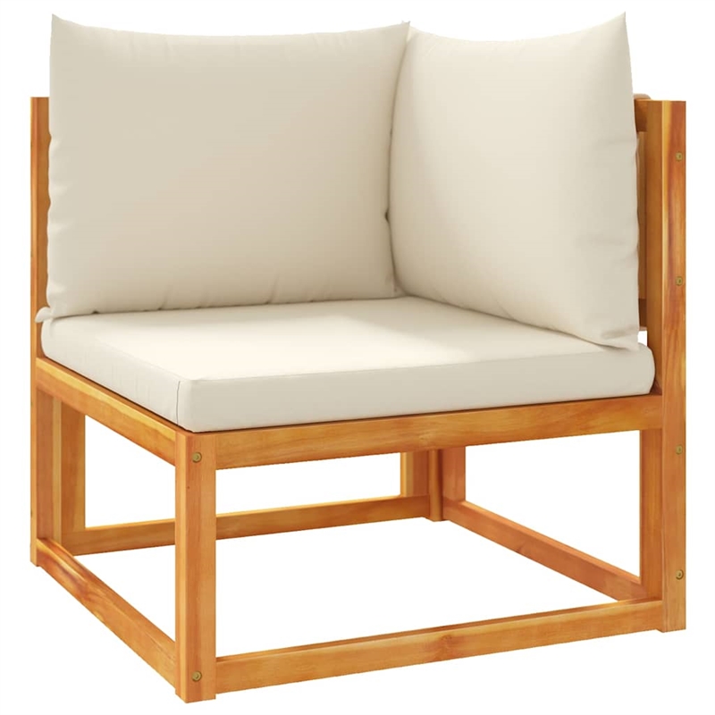vidaXL Acacia Wood And Rope Garden Corner Sofa With Cushions in Cream